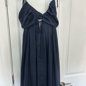 Lulu's Blue Cut Out Tie Front Maxi Dress